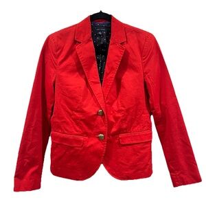 Tommy Hilfiger Women’s Classic Blazer Jacket Red Size 4 Two Button Cotton Blend